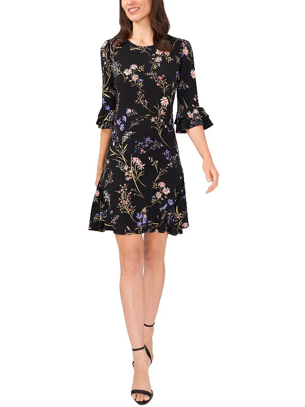 Womens Floral Print Midi Midi Dress Comfortable Lace-Up Midi Dress