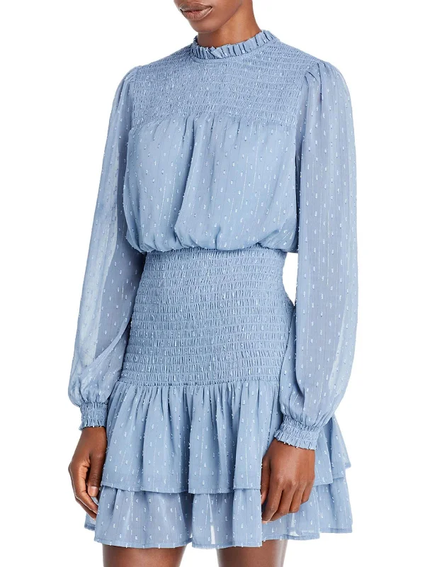 Womens Smocked Short Mini Dress Trendy Tulle Mini Dress