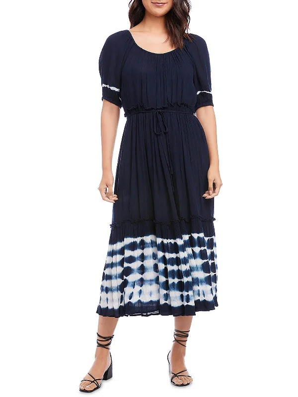 Womens Tie-Dye Long Midi Dress Fashionable Polka Dot Midi Dress