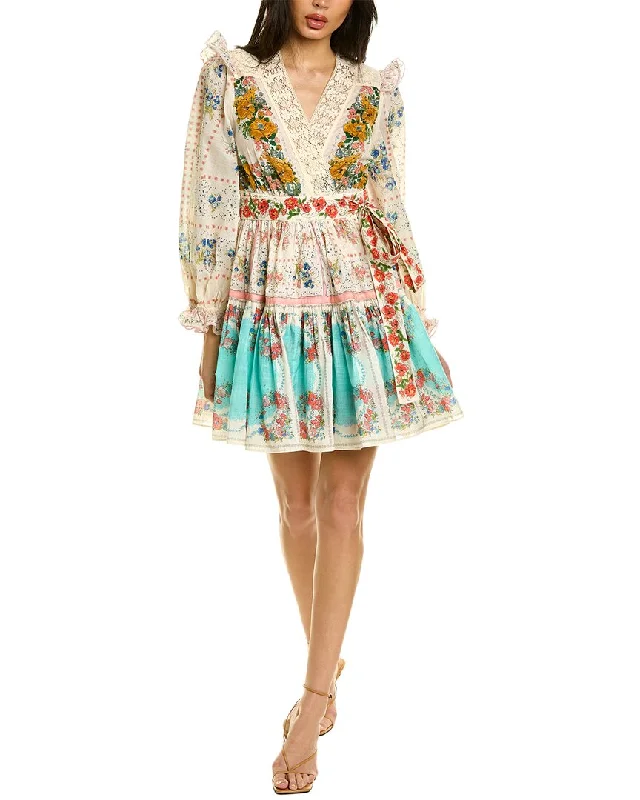Zimmerman Clover Patched Wrap Mini Dress Cozy Ruched Mini Dress