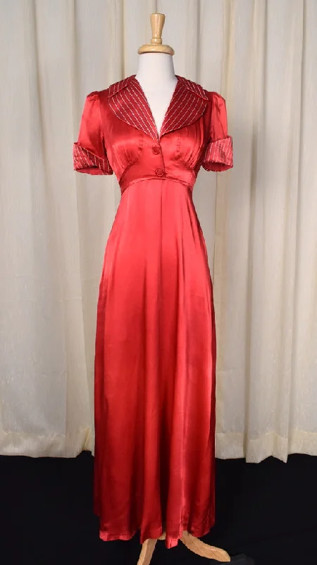 1970s does 1930s Red Formal Maxi Dress Comfortable Bohemian Maxi Dress