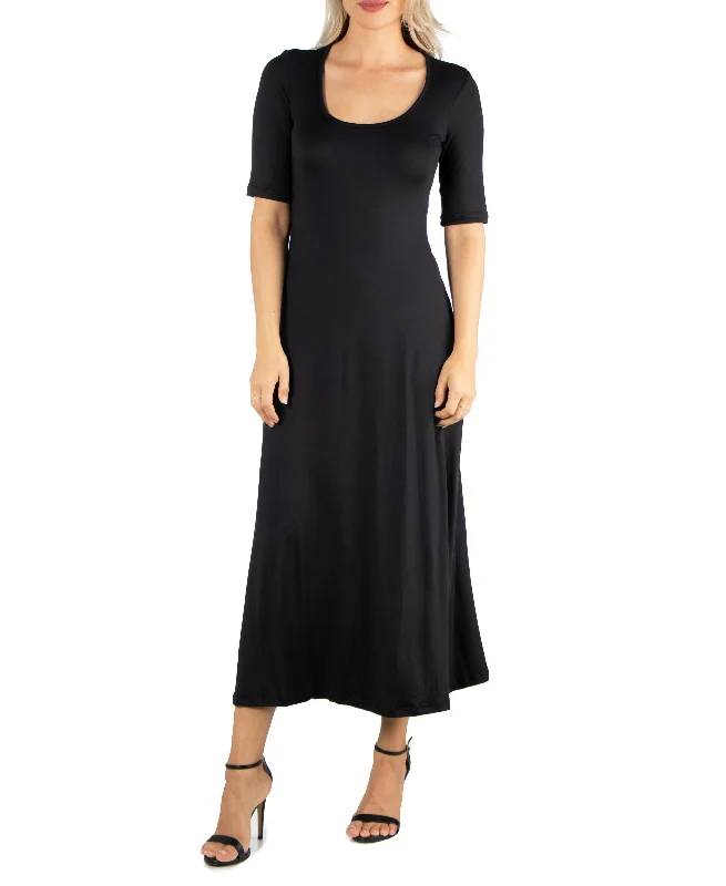 24seven Comfort Apparel Womens Casual Maxi Dress Trendy Maxi Dress with Belt