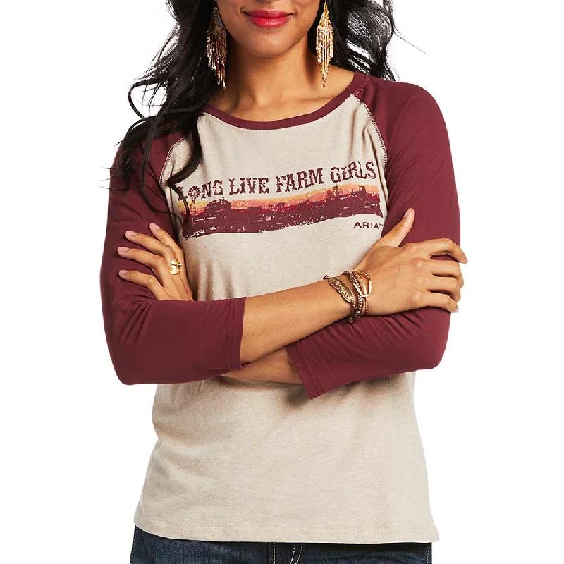 Ariat Women's REAL Long Live Baseball Tee Rayon Fabric Velvet Fabric Corduroy Fabric