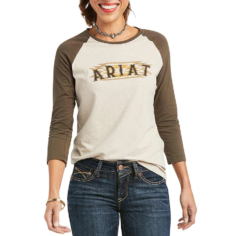 Ariat Women's REAL Southwest Baseball T-Shirt Asymmetrical Pockets Print