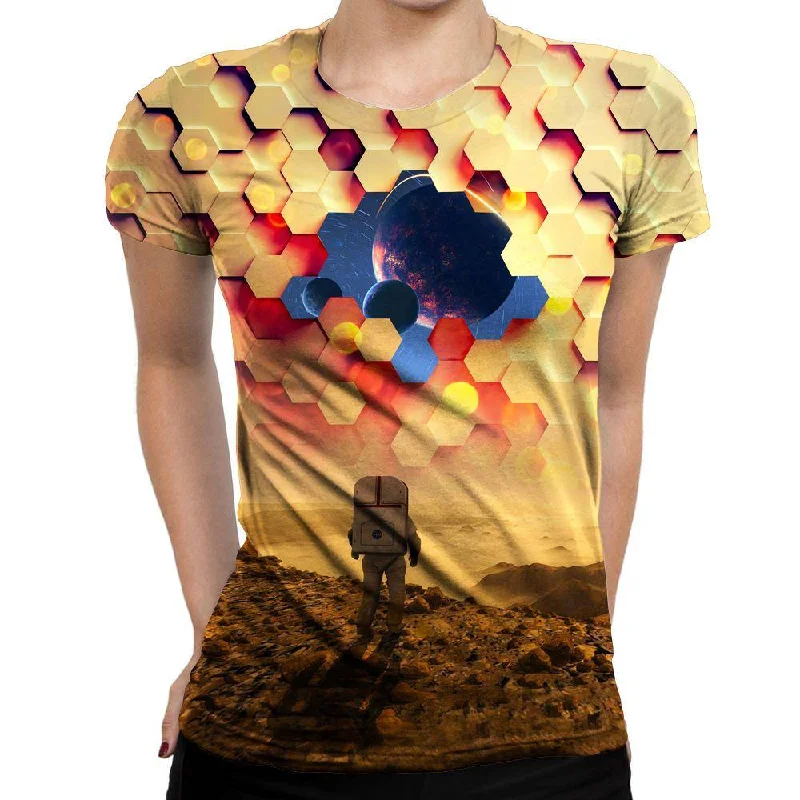 Astronaut Barrier Womens T-Shirt Layered Multi-layer Single Layer