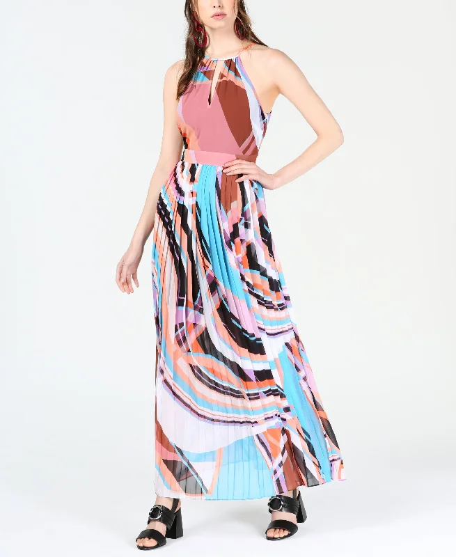 Bar III Printed Halter Neck Maxi Dress Stylish One-Shoulder Maxi Dress