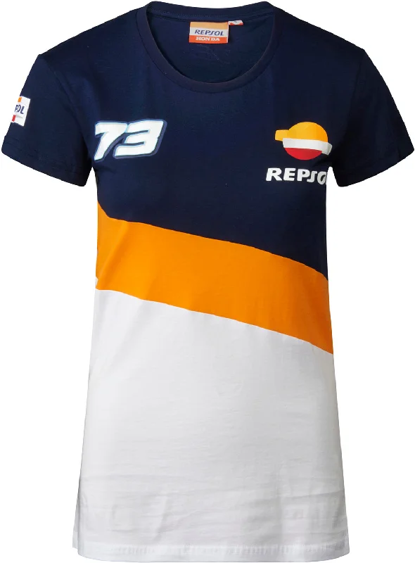 T-SHIRT Repsol Honda Tee Bike Ladies MotoGP Alex Marquez 73 Motorcycle NEW! L Hooded Caped Shawl Collar