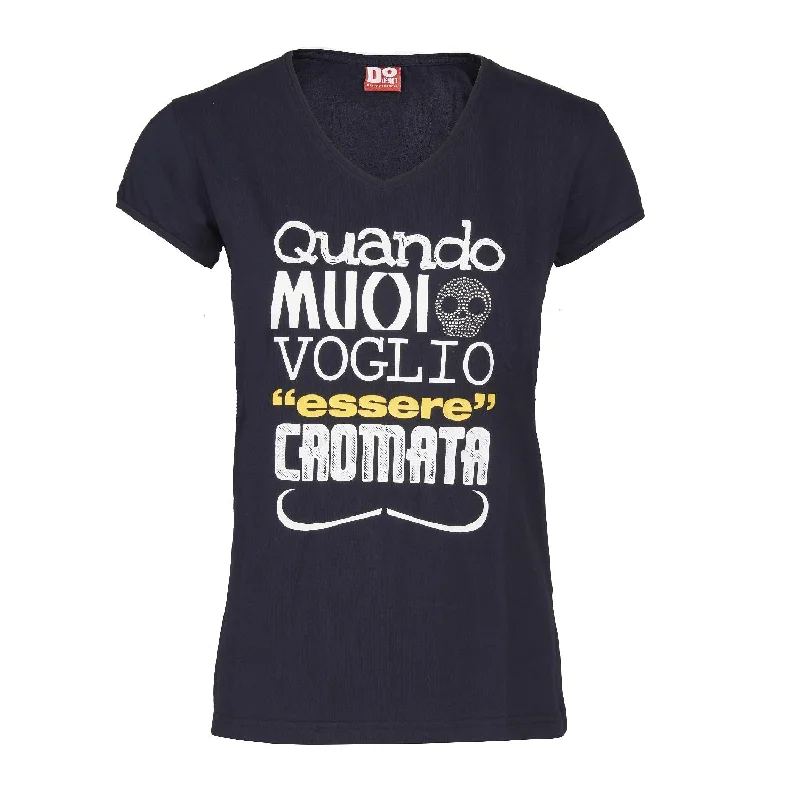 T-SHIRT Tee Ladies Do-Design Moped Bike Racing Chrome Cromato Navy NEW! LARGE Anti-Pilling Machine Wash Handmade