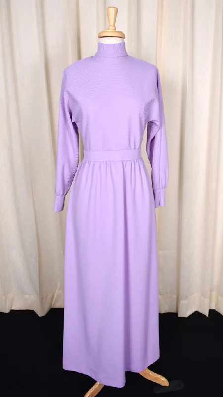 1960s Lavender Maxi Dress Trendy Maxi Dress with Belt