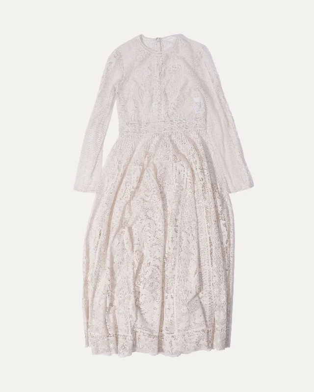 Long Sleeve Sheer Lace Maxi Dress Fashionable High-Low Maxi Dress