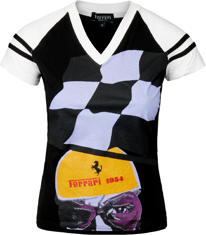 T-SHIRT Formula One 1 Scuderia Ferrari F1 Team Black Top NEW! Tee Ladies L Zippered Buttoned Snapped