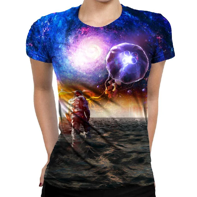 Galactic Jellyfish Womens T-Shirt Rayon Fabric Velvet Fabric Corduroy Fabric