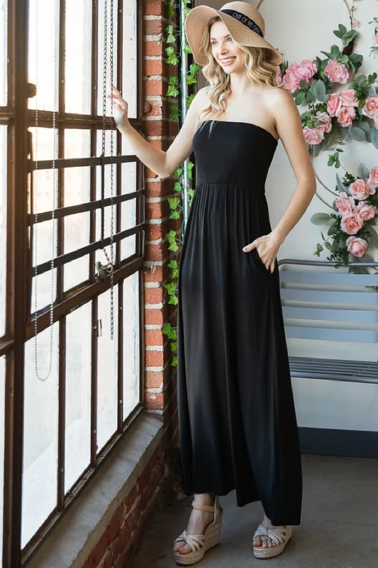 Strapless Maxi Dress Comfortable Fit-and-Flare Maxi Dress