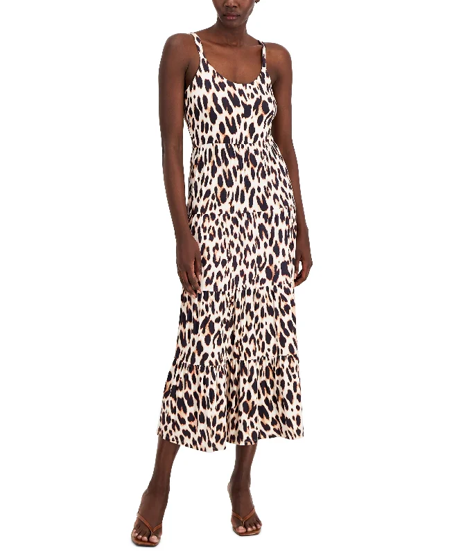 INC International Concepts Leopard Print Maxi Dress Trendy Printed Maxi Dress