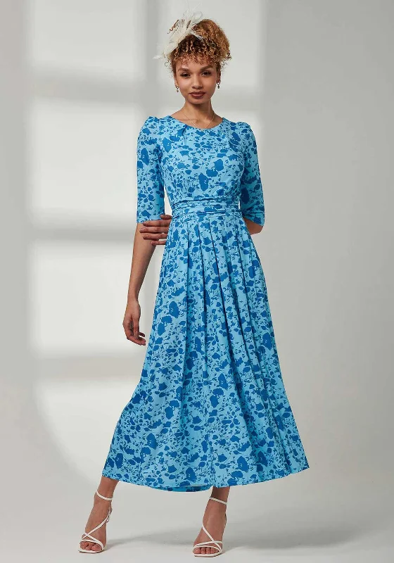 Jolie Moi Goldie Jersey Maxi Dress, Blue Floral Comfortable Bohemian Maxi Dress