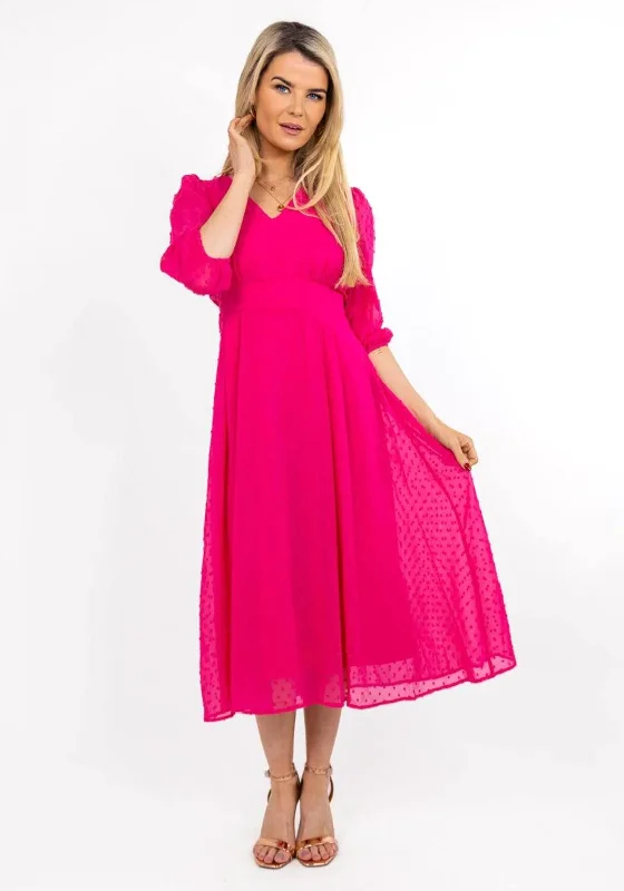 Kate & Pippa Audrey Polka Dot Maxi Dress, Pink Cozy Ribbed Maxi Dress