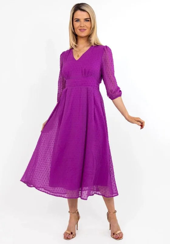 Kate & Pippa Audrey Polka Dot Maxi Dress, Purple Chic Summer Floral Maxi Dress