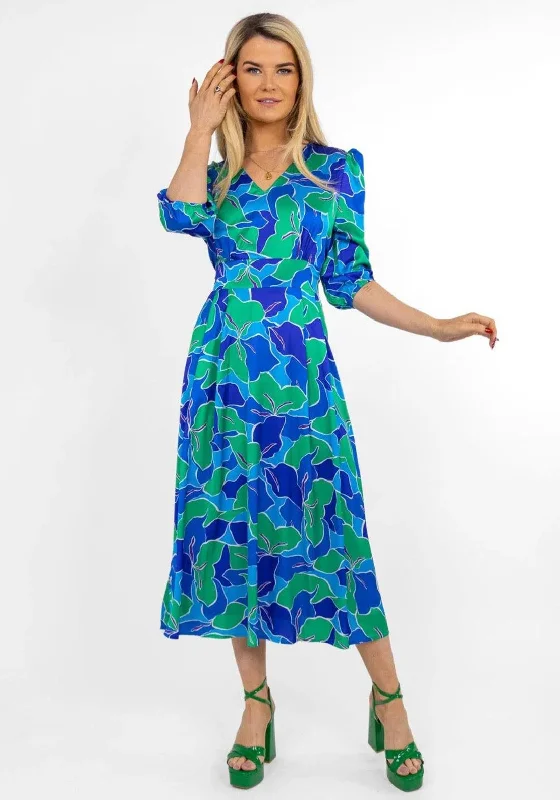 Kate & Pippa Audrey Printed Maxi Dress, Blue Cozy Open-Back Maxi Dress