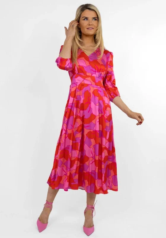 Kate & Pippa Audrey Printed Maxi Dress, Pink Chic Off-Shoulder Maxi Dress