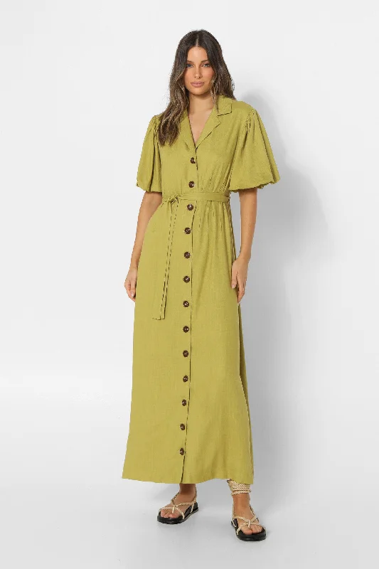 LOST IN LUNAR ELIA MAXI DRESS - KIWI Fashionable Off-Shoulder Maxi Dress