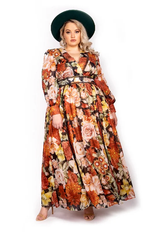 The Autumn Queen - Chiffon Maxi dress Trendy Maxi Dress with Bow