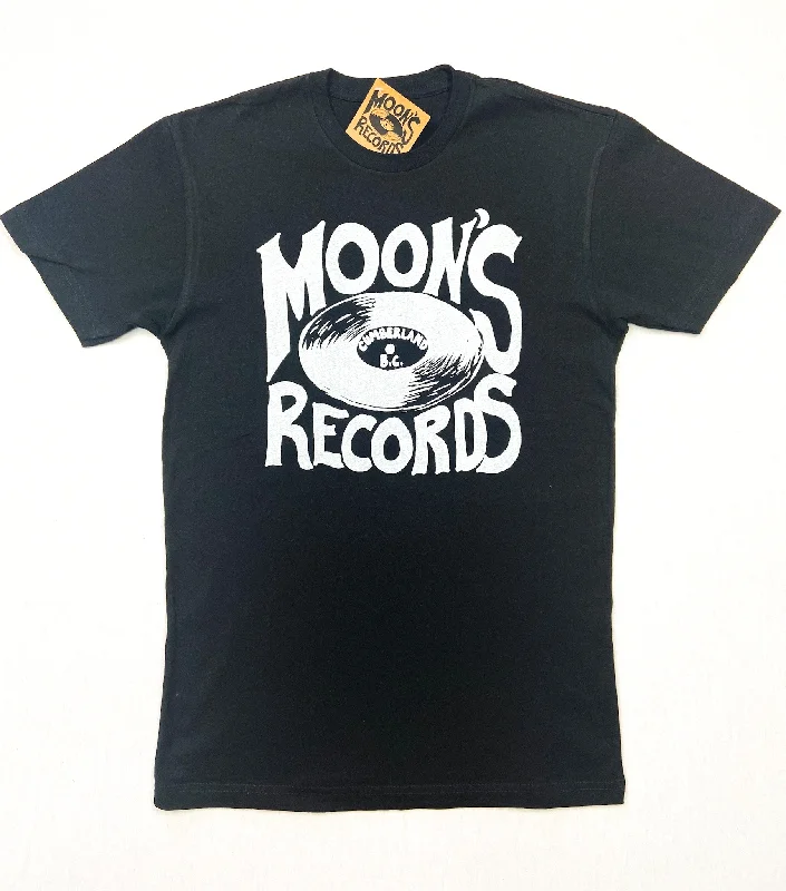 Moon's Records T-Shirt Collared T-Shirt Boat Neck A-Line