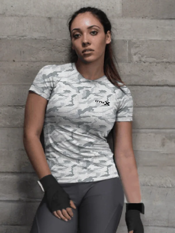 Norwegian Snow Camo Women's Tee Asymmetrical Pockets Print