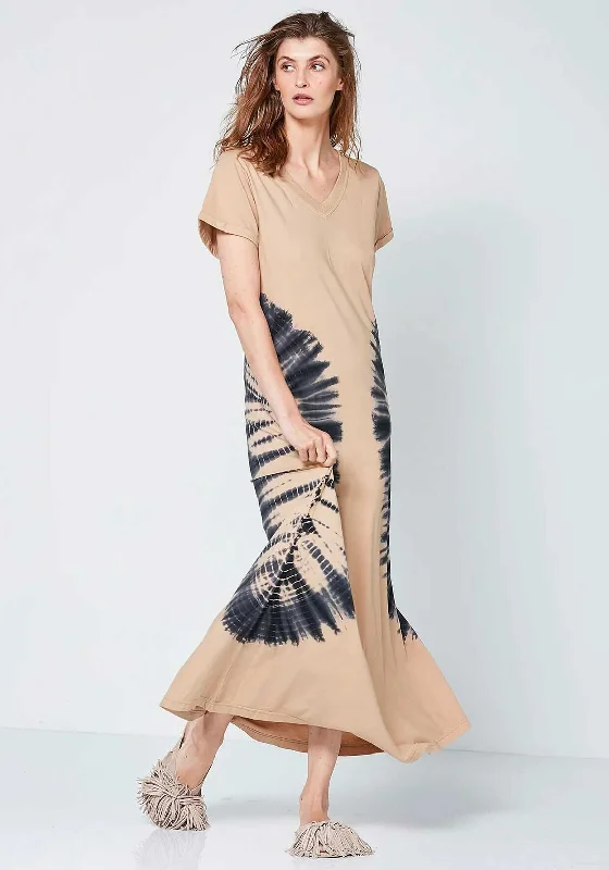 NU Denmark Utta Tie Dye Maxi Dress, Sand Mix Elegant Sleeveless Maxi Dress