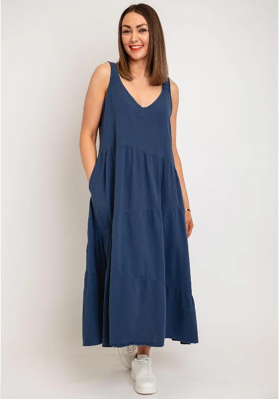 One Life Mar Cotton Aline Maxi Dress, Neptune Trendy Maxi Dress with Bow