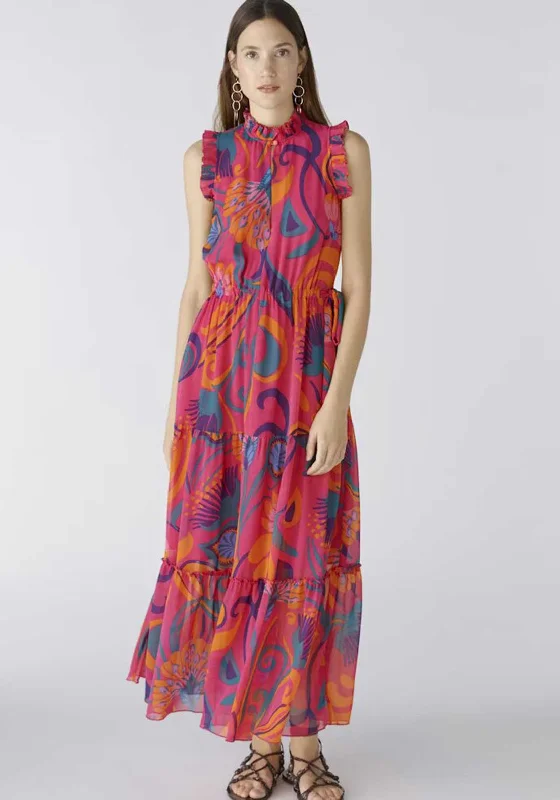 Oui Floral Print Chiffon Maxi Dress, Pink & Orange Classic Tulle Maxi Dress