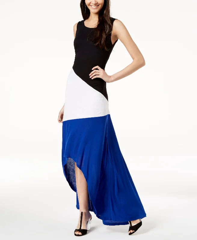 Petite Colorblocked High Low Maxi Dress Comfortable Ruffle Hem Maxi Dress