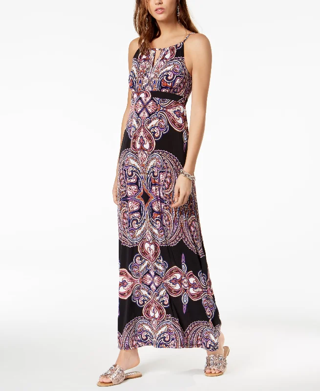 Printed Keyhole Maxi Dress Cozy Knit Maxi Dress