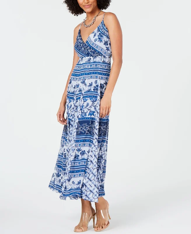 Printed Pleated Maxi Dress Trendy Floral Print Maxi Dress