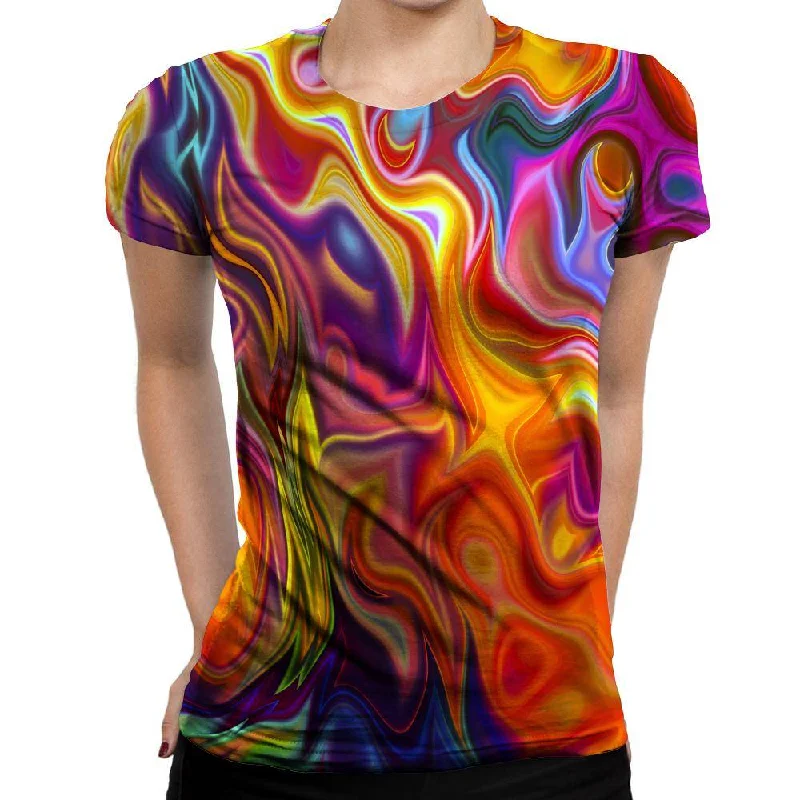 Psychedelic Flow Womens T-Shirt Satin Blend Silk Blend Wool Blend