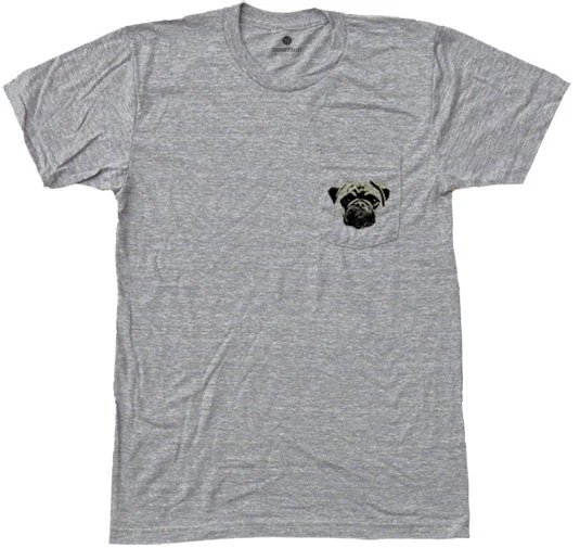 Pugalicious Pocket Tee - TriGrey Houndstooth Herringbone Solid