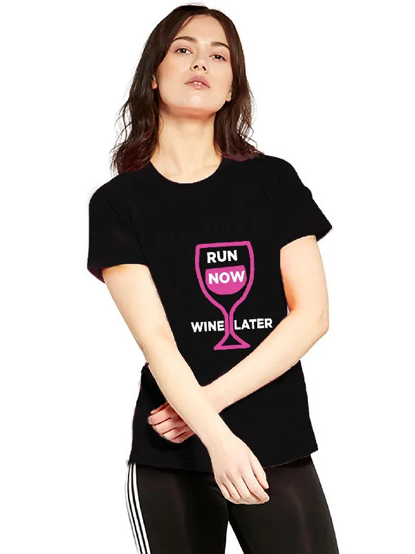 Run Now Wine Later Ladies Tee- Sale Mesh Blend Leather Blend Suede Blend