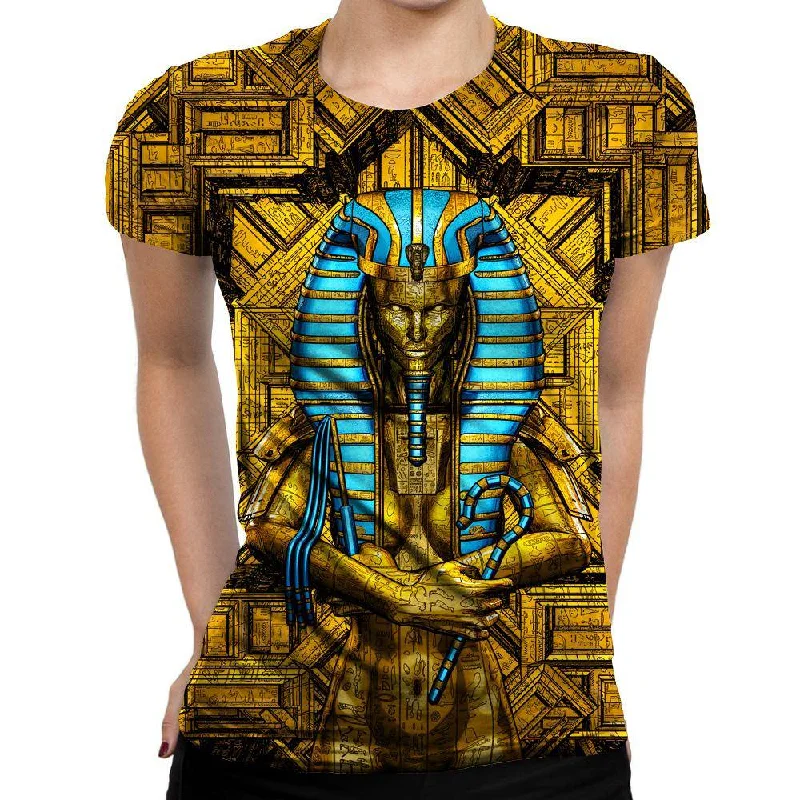 Sacred Queen Pharaoh Womens T-Shirt Solid Print Embellished