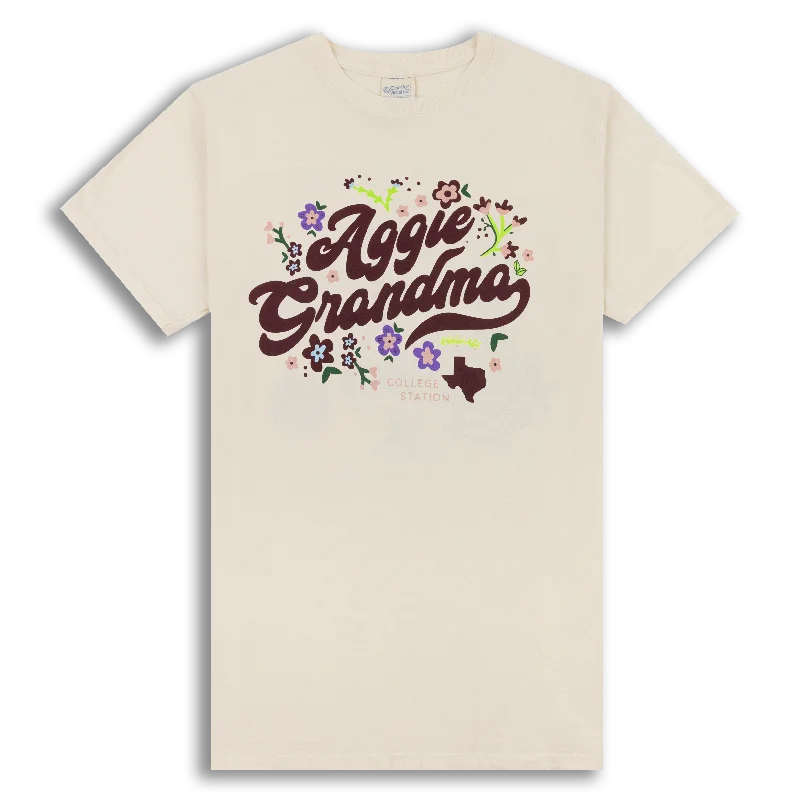 Aggie Grandma Floral T-Shirt Zippered Front Buttoned Front Snap Front