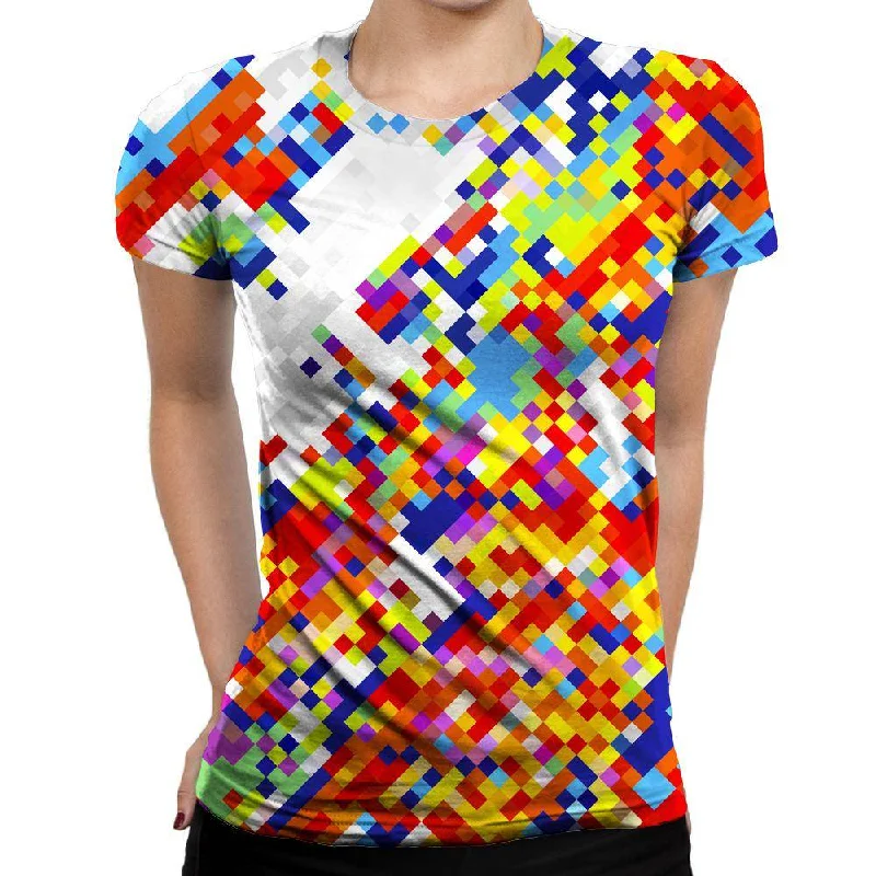 Slanted Pixels Womens T-Shirt Chenille Brocade Lace