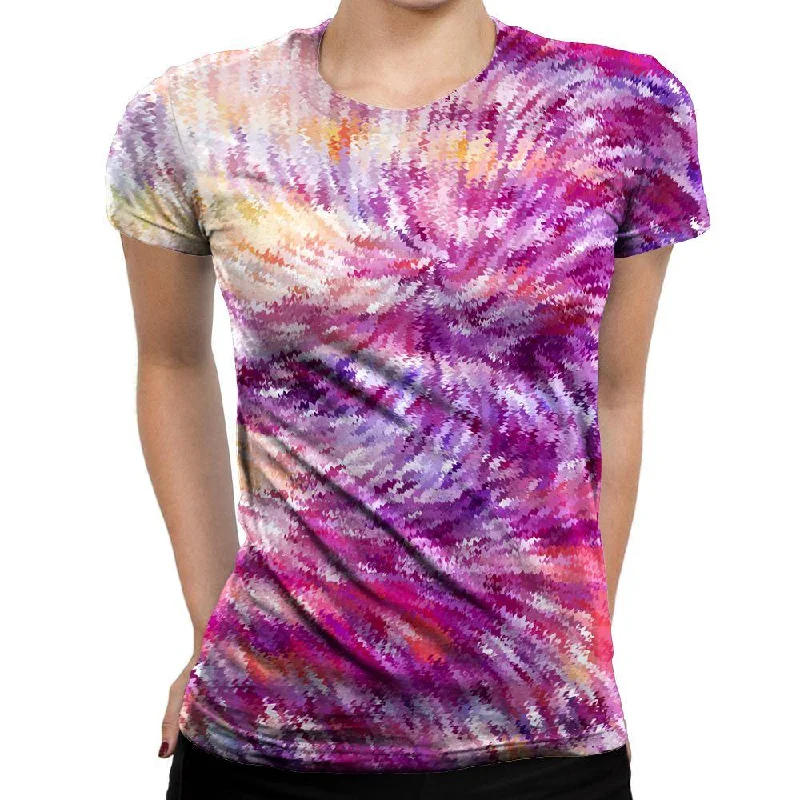 Squiggly Colors Womens T-Shirt Graphic Embroidered Appliqued
