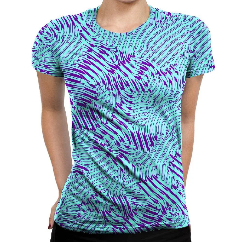 Squiggly Line Womens T-Shirt Chenille Brocade Lace
