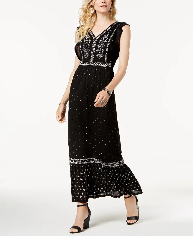 Style & Co Embroidered Printed Maxi Dress Classic Strapless Maxi Dress