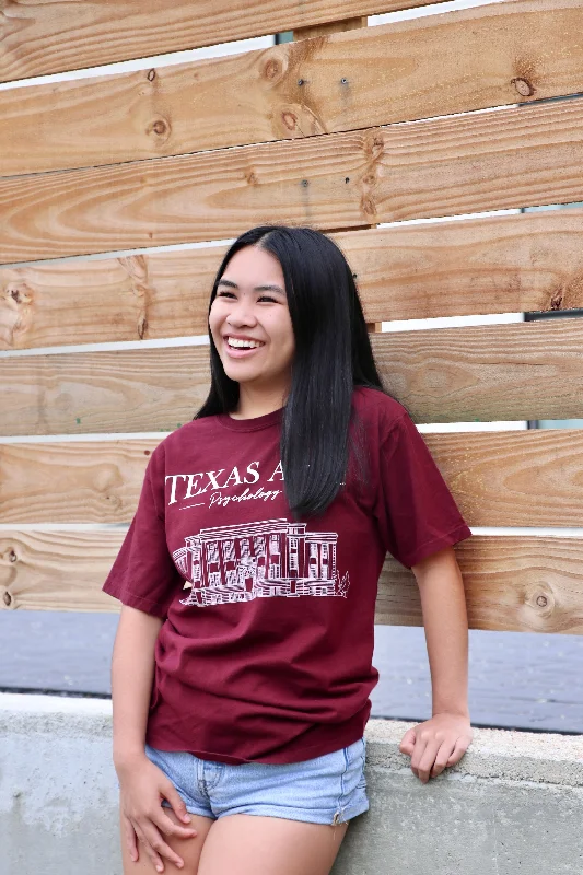 Texas A&M Psychology T-Shirt Beaded Sequined Faux Fur