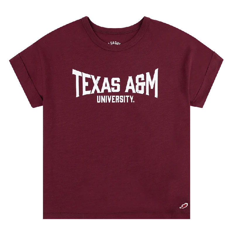 Texas A&M University Slub Short Sleeve Tee Solid Print Embellished