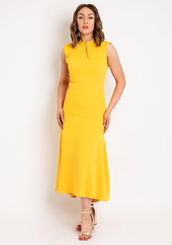 This Girl Curiosity Ella Dip Hem Maxi Dress, Yellow Comfortable Casual Maxi Dress