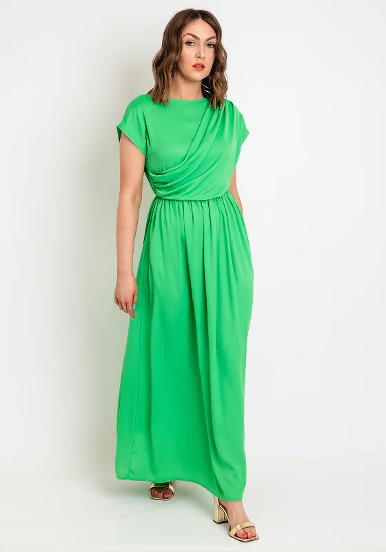 This Girl Curiosity Charlotte Drape Front Maxi Dress, Green Fashionable Chiffon Maxi Dress