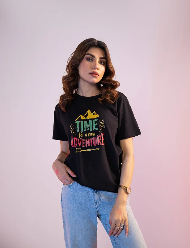 Time for A New Adventure Women T-Shirt Rayon Velvet Corduroy