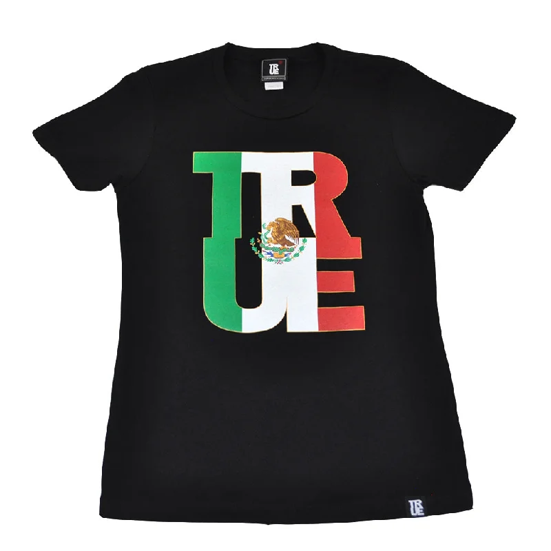 True Womens Logo Fill Mexico T-Shirt Black. Houndstooth Herringbone Solid