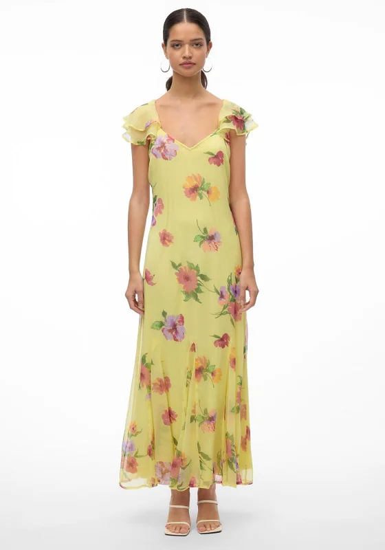 Vero Moda Milla Floral Frill Maxi Dress, Mellow Green & Silja Stylish Off-Shoulder Maxi Dress