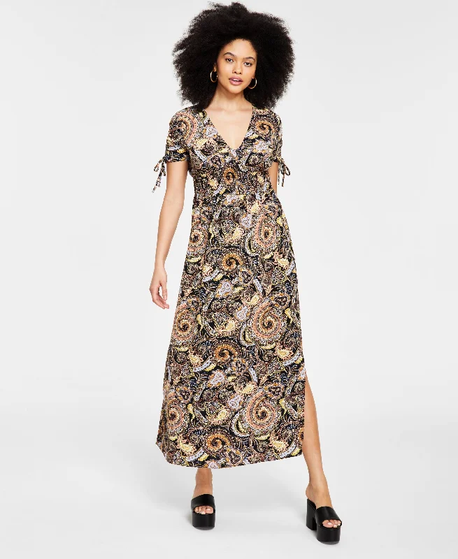 Women's Paisley-Print V-Neck Maxi Dress Trendy Maxi Dress with Straps